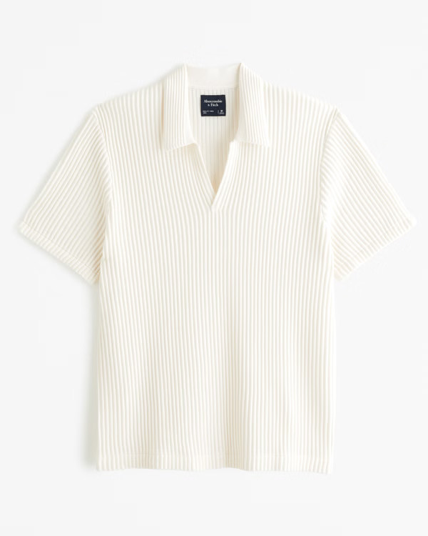 Men's Plisse Johnny Collar Sweater Polo | Men's | Abercrombie.com | Abercrombie & Fitch (US)