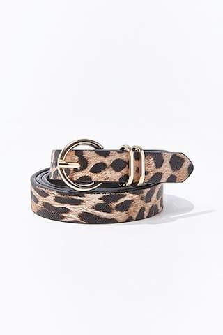 Faux Pebbled Leather Leopard Belt at Forever 21 , Tan/multi | Forever 21 (US)