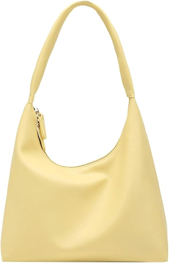 Trendy PU Leather Crescent Shoulder Bag Slouchy Hobo Bags for Women Tote Handbags Retro Soft Unde... | Amazon (US)