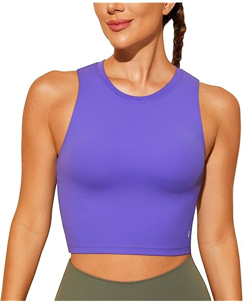 CRZ YOGA Butterluxe Racerback Longline Sports Bras for Women - High Neck Padded Crop Workout Tank... | Amazon (US)