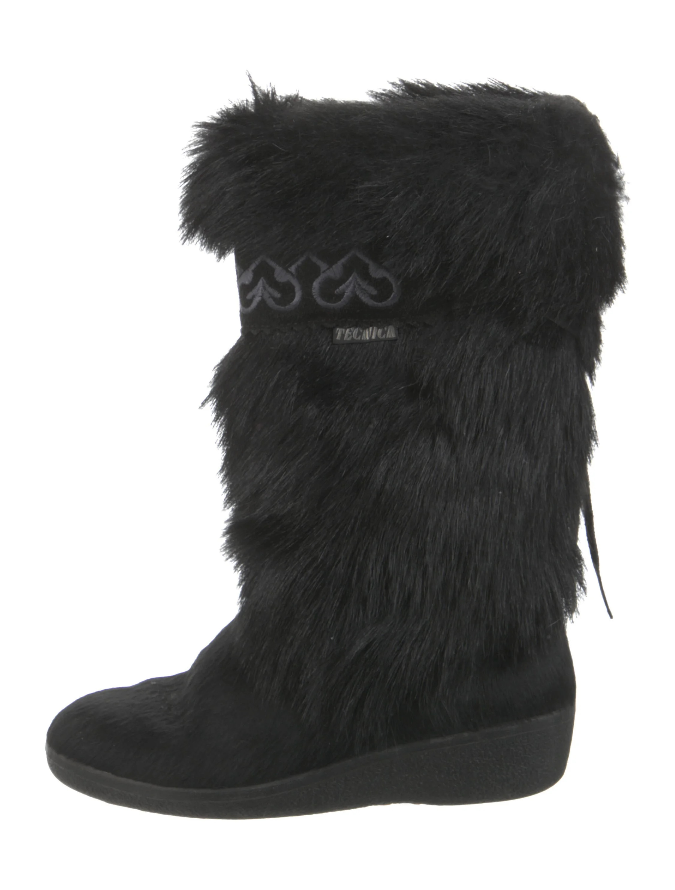 Fur Animal Print Lace-Up Boots | The RealReal
