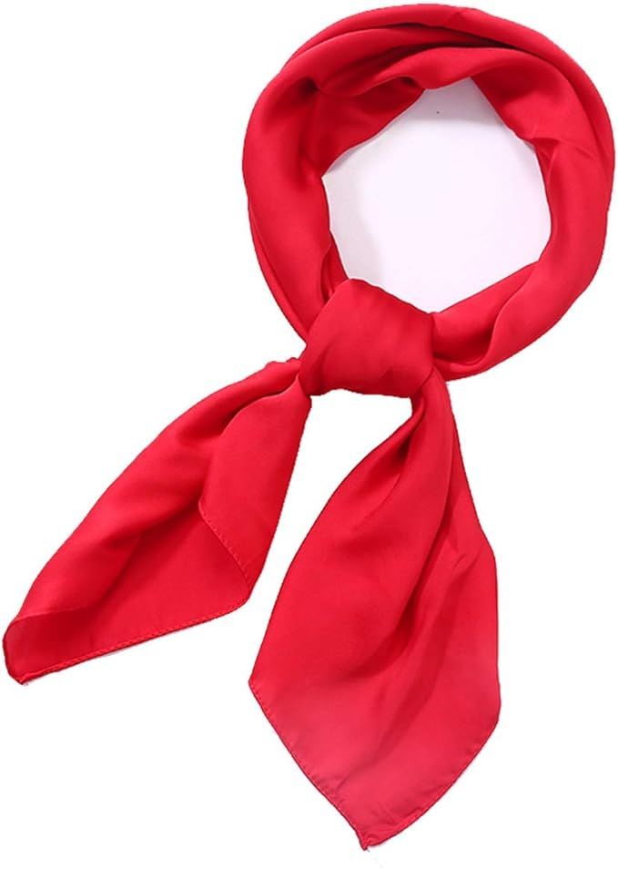 AOLIGE Scarf Satin Square Neck hair scarfs for Women 27" x 27" | Amazon (US)