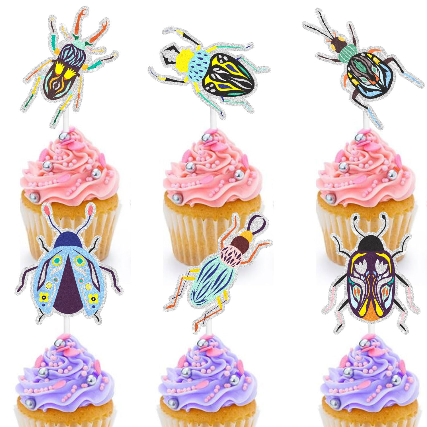 Longicorn Theme Cupcake Toppers 18-Piece Set, Insect Bug Beetle Themed Kids Happy Birthday, Boys ... | Amazon (US)