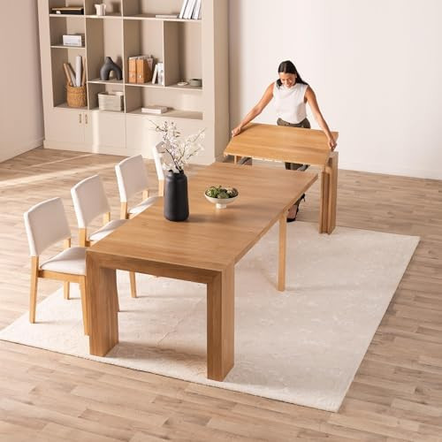 Transformer Table - Solid Wood Extendable Dining Table, Seats 2-12, Expandable Dining Room Table, Space-Saving Furniture, Kitchen and Dining Room Furniture (Natural, Table + 4 Chairs) | Amazon (US)