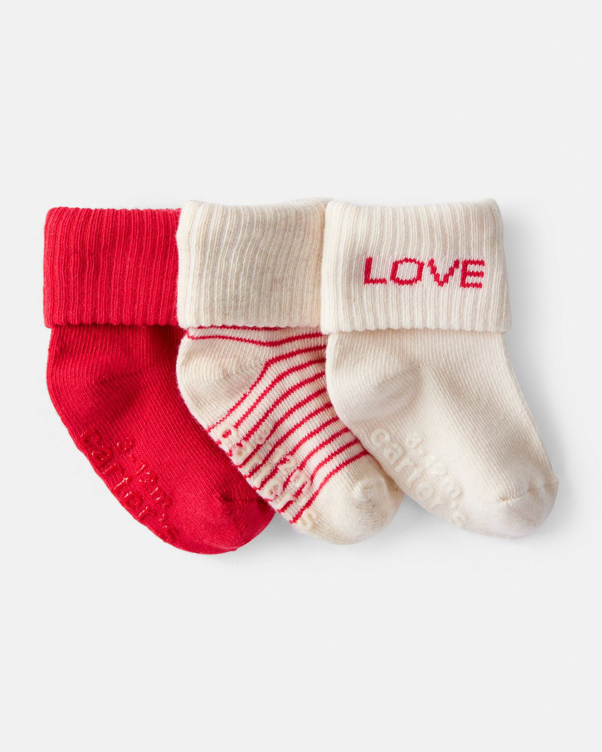 Baby Boy 3-Pack Valentine's Day Booties - White/Red | Carter's | Carter's Inc