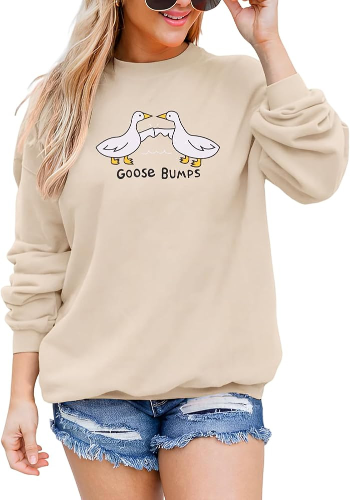 CM C&M WODRO Womens Goose Bumps Funny Sweatshirt Silly Fist Bumps Pun Tshirt Best Friends Greetings  | Amazon (US)