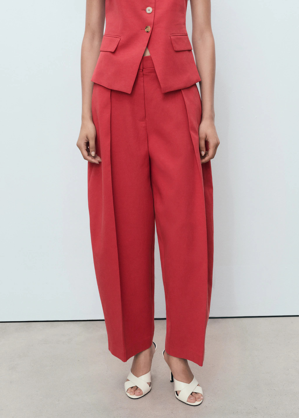 Linen-blend balloon suit pants - Women | MANGO USA | Mango (US/MX/AU)