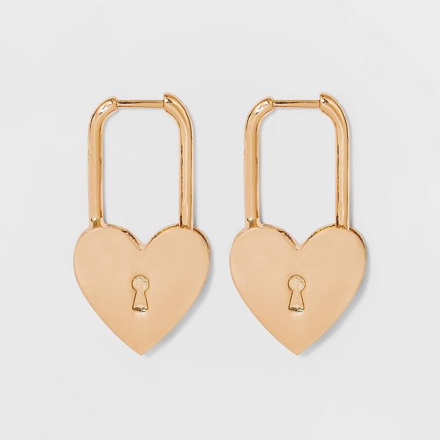 SUGARFIX by BaubleBar Heart Locket Hoop Earrings - Gold | Target