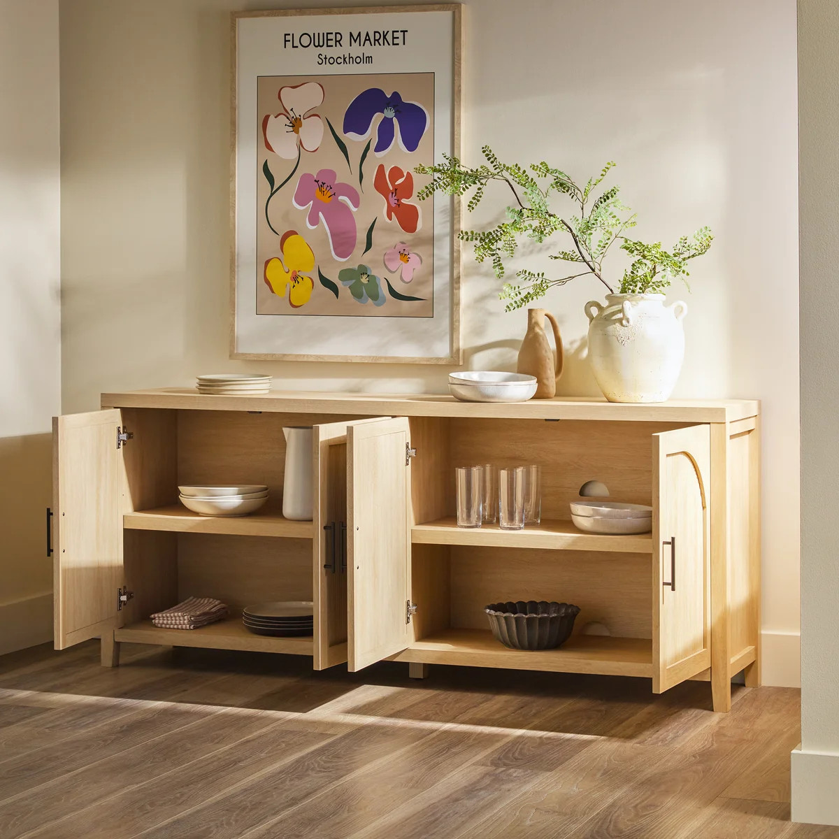 Eilisha Modern Reeded Sideboard with Arched Doors | Wayfair North America