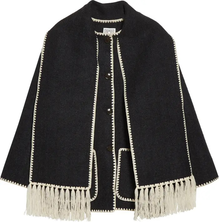 TOTEME Chain Stitch Wool Blend Scarf Jacket | Nordstrom | Nordstrom