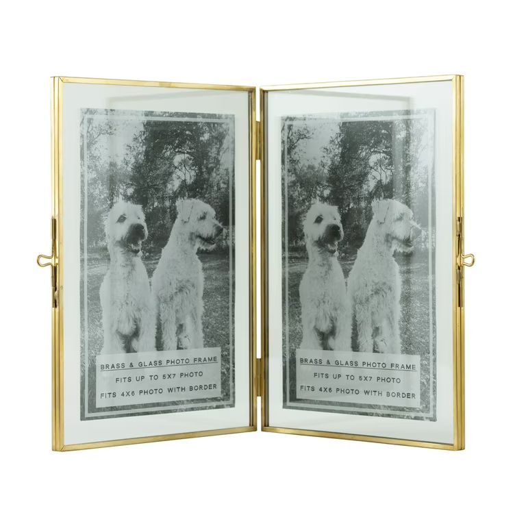 7" Gold Metal Floating Hinged 5"x7" Double Sided Table Top Picture Frame - Walmart.com | Walmart (US)