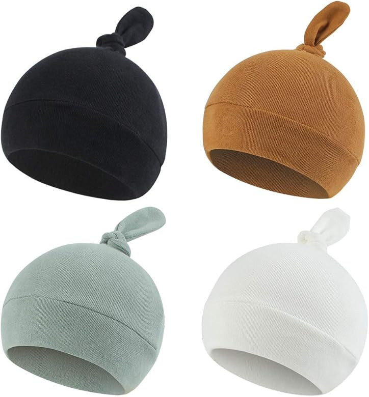 Newborn Hospital Hat Autumn Winter Baby Knot Beanie Baby Boys Girls Hats 0-3 Months | Amazon (US)