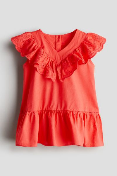 Ruffle-trimmed Cotton Dress - Round Neck - Sleeveless - Light blue - Kids | H&M US | H&M (US + CA)