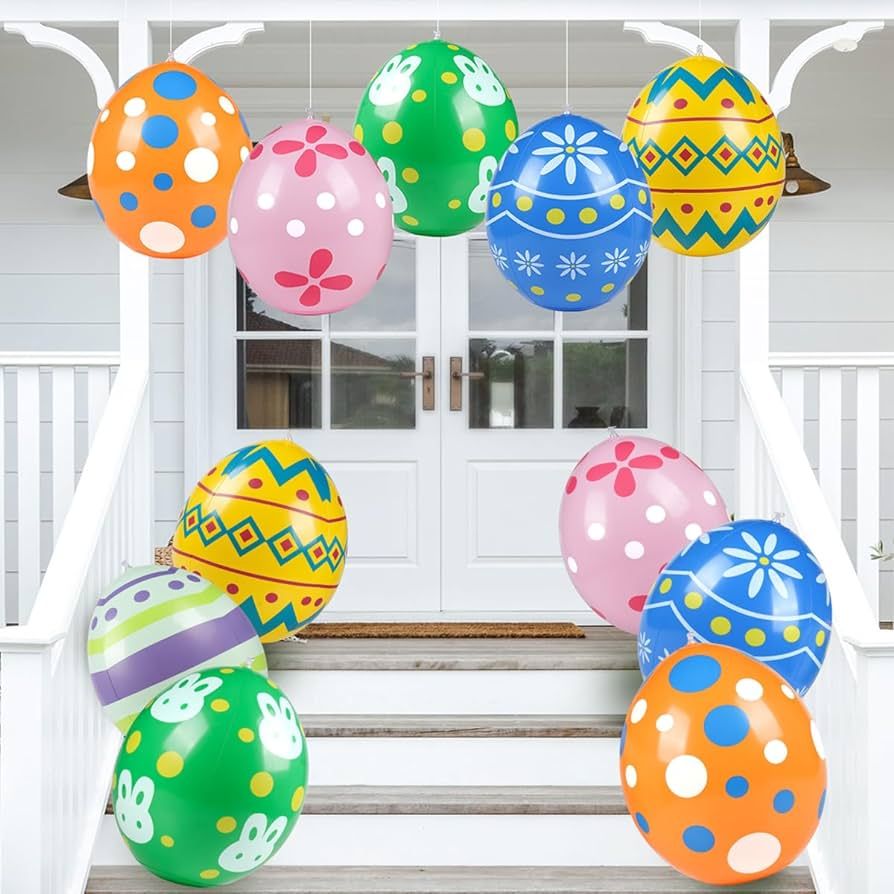18-Inch Inflatable Easter Eggs Outdoor Decorations, 12 Pcs Large Colorful Easter Egg Inflatables,... | Amazon (US)