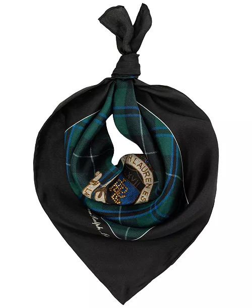 Gifting Plaid and Logo Square Scarf | Macy's