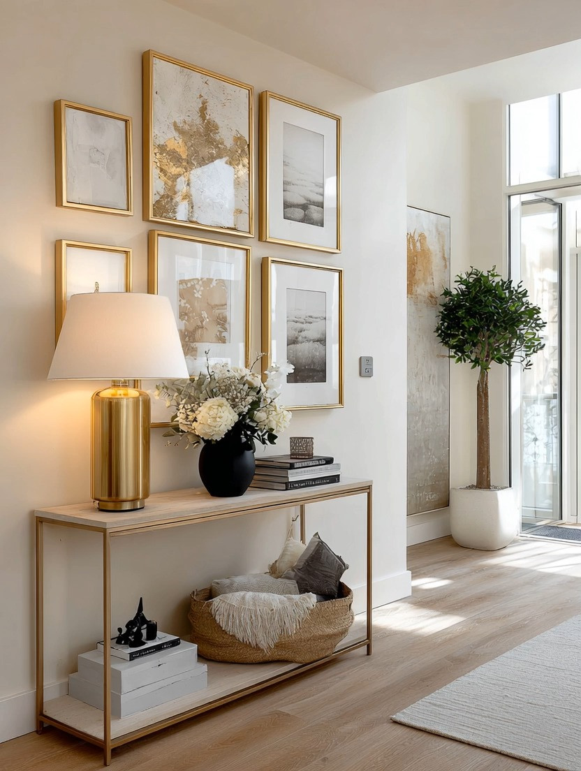 Gallery wall done right ✨

Layer a gold-framed gallery wall above a slim, minimal console table and anchor it with a gold + ivory statement lamp that ties everything together. When the frames, lamp base, and hardware subtly match, the whole space feels intentional and elevated.

Our favorite upgrade?
Use personal travel photos or family memories instead of generic prints. That’s what transforms this from “pretty decor” into a meaningful focal point. Guests won’t just walk past — they’ll stop, look, ask, and connect.

Elegant. Intentional. Conversational.

#GalleryWall #GoldAccents #EntrywayDecor #IntentionalLiving 

 #LTKHome