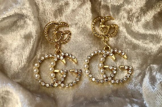 GG Chandelier Earrings Designer Diamond Pearl Earrings Jewelry | Etsy | Etsy (US)