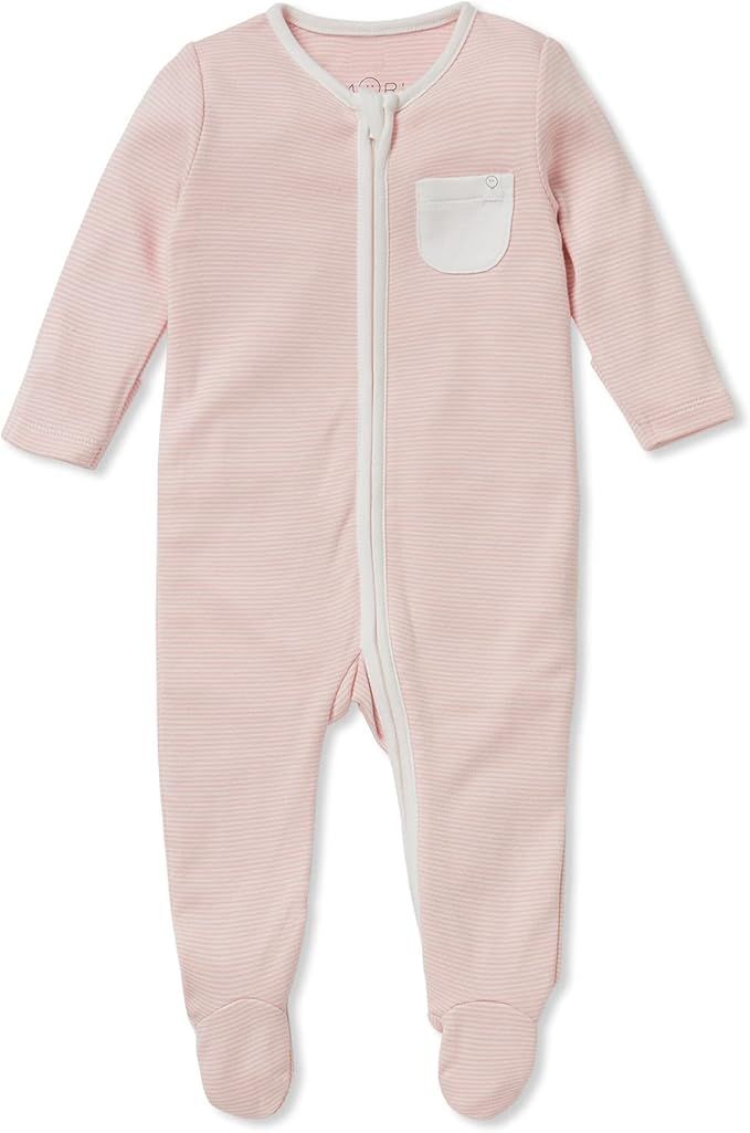 MORI Baby Boys and Girls Zip Up Baby Pajamas - Organic Cotton & Bamboo Unisex Footed Romper - Inf... | Amazon (US)