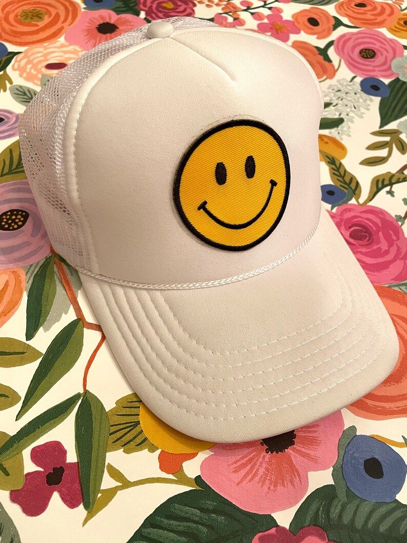 Smiley Face Trucker Hat | Etsy | Etsy (US)