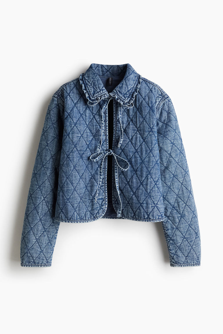 Quilted Denim Jacket - Light dusty gray/washed - Ladies | H&M US | H&M (US + CA)