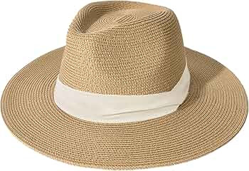 FURTALK Womens Mens Wide Brim Straw Panama Hat Fedora Summer Beach Sun Hat UPF Straw Hat for Wome... | Amazon (US)