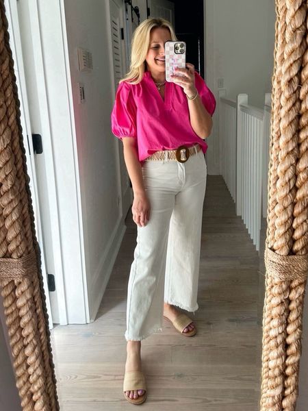 Obsessed with this pink summer blouse! Goes great with these jeans. Wearing a small. Code FANCY15 for 15% off 

#LTKSeasonal #LTKStyleTip #LTKFindsUnder100