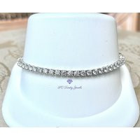 3mm Round Moissanite Tennis Bracelet, Rhodium Plated Sterling Silver, Open Box Clasp, Gra Certified D Colorless, Anniversary Gift | Etsy (US)