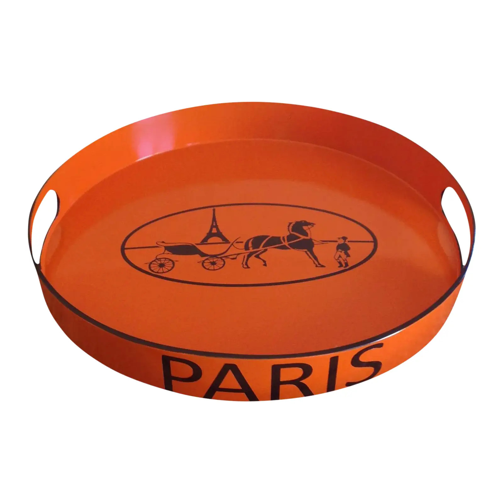 Orange Lacquered Hermes Inspired Bar Tray | Chairish