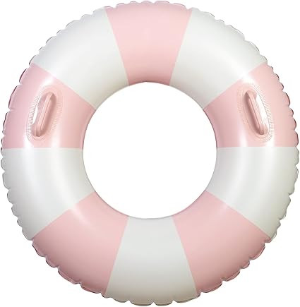 Large Swim Ring with Handles for Kids Adults, 35 Inch Classic Striped Pool Inner Tubes, Inflatabl... | Amazon (US)