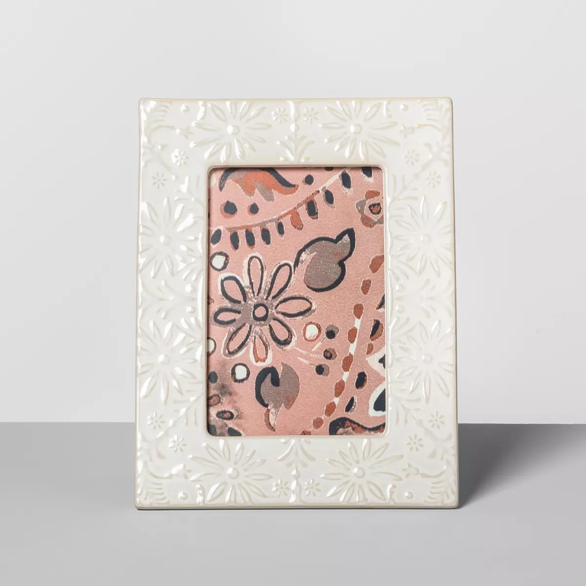4" x 6" Embossed Ceramic Frame White - Threshold™ | Target