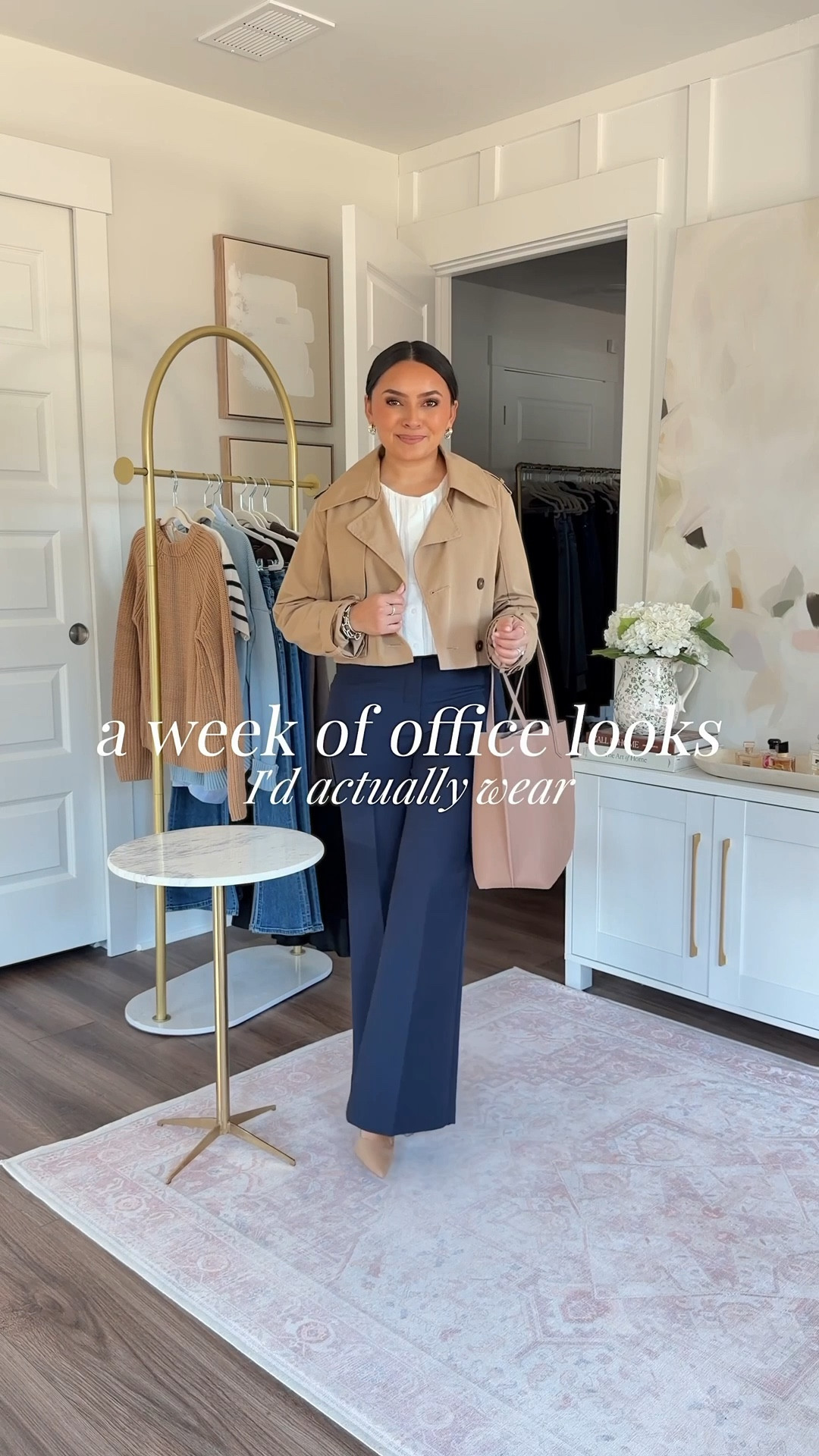 Workwear Office Outfits!
For reference: I’m 5’0, 32b bra size, and 2/26 in bottoms, pear shaped. 
*Everything I share is unaltered! TTS means true to size. Between size 5-6.5 in shoes

Moss green cardigan size xs petite TTS
Moss green button down size xxs regular TTS
Tan pants size 2 petite TTS - if these are sold out I linked another pair as similar - just the button fasten is different but same exact style!
Medium brown tan heels size 5 TTS

Camel cardigan size xs TTS
White button down is old, similar linked
Black pants size 2 petite TTS
Medium brown tan heels size 5 TTS

Cropped trench jacket size xxs regular TTS - sleeves are a little long on me so I cuff them in 
White top size xs TTS
Navy night sky wide leg pants size 2 petite TTS


Black blazer - old from Ann Taylor, similar linked
Sweater top is old, similar linked
Black ankle pants size 2 petite TTS
Reversible belt size xs TTS


Cashmere pullover size xs - if color is not available, check back for restocks!
Sweater top is old, similar linked
Heirloom color jeans 26 petite TTS - petite is labeled as Lil
Dark brown leather boots size 5.5 TTS
Reversible belt size xs TTS



#LTKPetite #LTKWorkwear #LTKootd