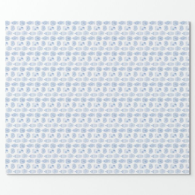 Chic Classic Watercolor Blue And White Ginger Jar Wrapping Paper | Zazzle | Zazzle