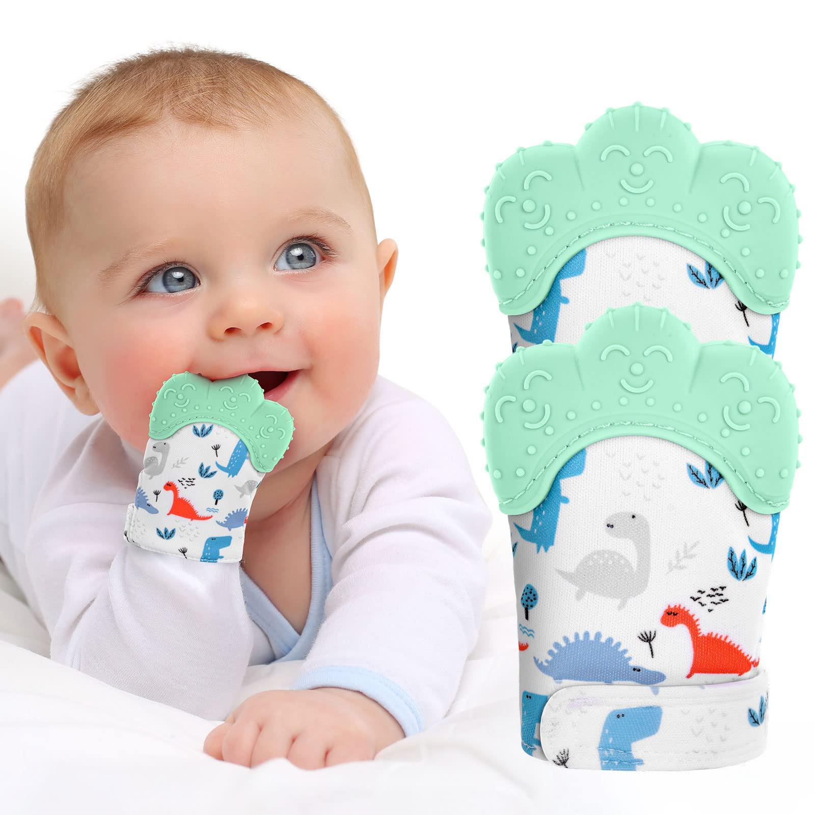 2Pack Silicone Teething Mitt, Soothing Infant Teething Mitten Pain Relief, Prevent Scratches Glov... | Amazon (US)