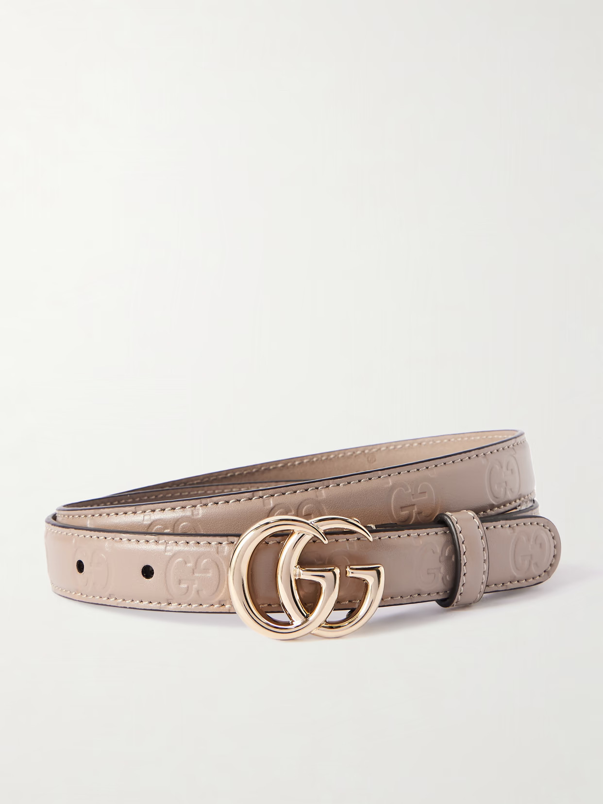 Gucci - Gg Marmont 2.0 Debossed Leather Belt - Neutrals | NET-A-PORTER (US)