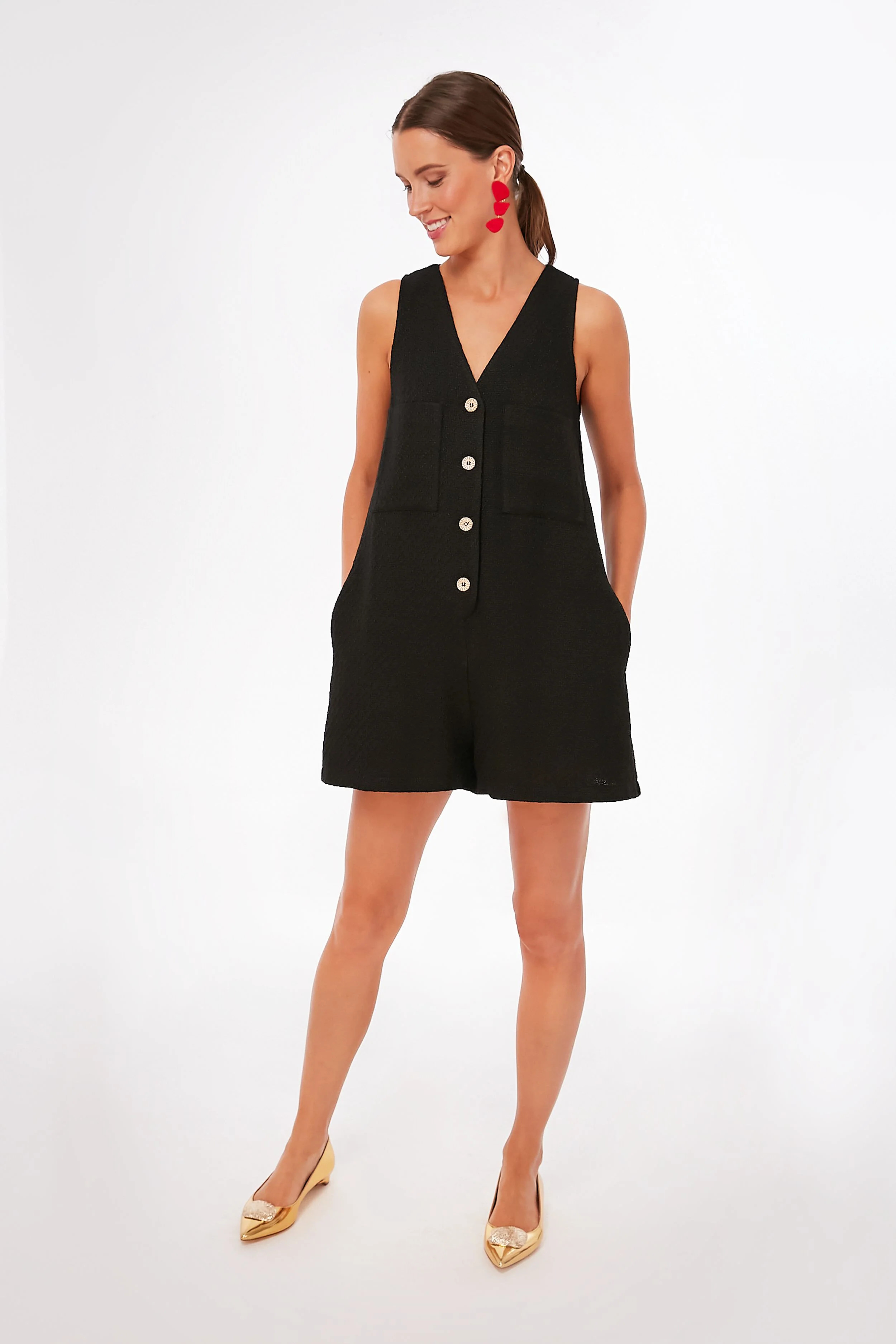 Black Textured Myla Romper | Tuckernuck (US)