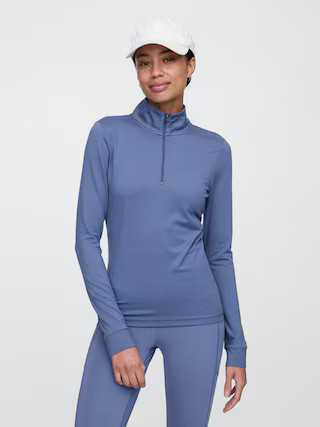 GapFit Brushed Jersey Quarter-Zip T-Shirt | Gap Factory