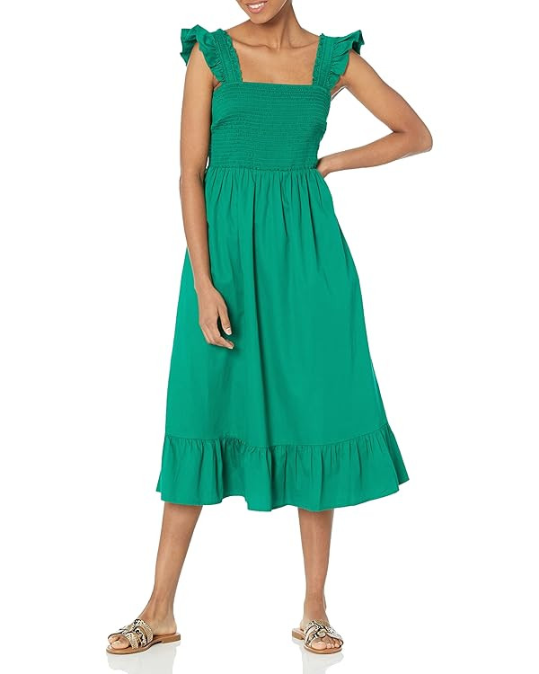 The Drop Women's Kimi Ruffled-Shoulder Smocked Midi Dress | Amazon (US)