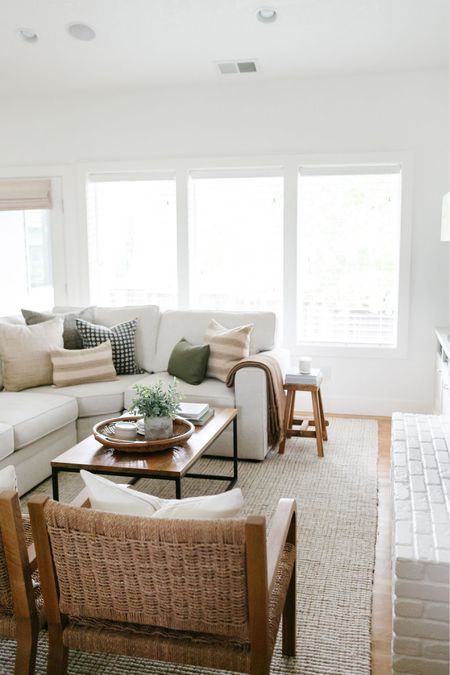 We have the Pottery Barn chunky wool jute area rug in our living room and love it. Perfect with our Pottery Barn Pearce sectional  

#LTKhome #LTKFind #LTKsalealert