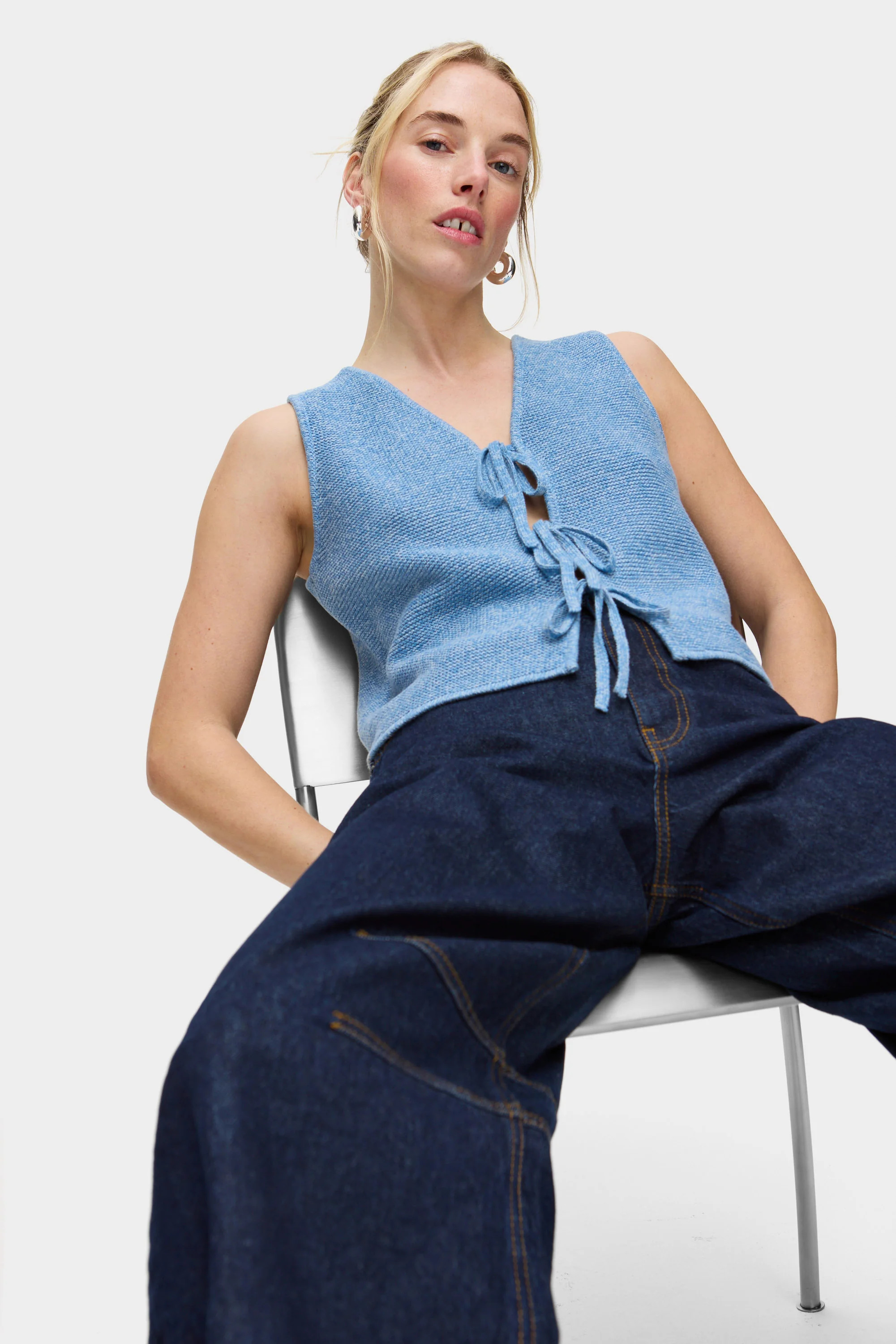 ALIGNE Tie Knitted Waistcoat - Blue | Isla | ALIGNE UK & EU