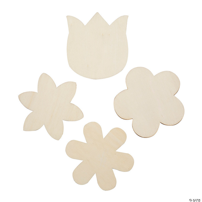 DIY Unfinished Wood Flowers with Magnets - 24 Pc. | Oriental Trading Company