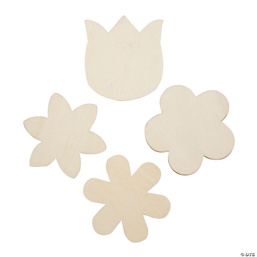 DIY Unfinished Wood Flowers with Magnets - 24 Pc. | Oriental Trading Company