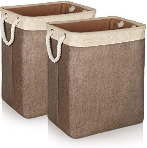Laundry Basket with Handles 2 Pack, JOMARTO Collapsible Linen Laundry Hampers Built-in Lining wit... | Amazon (US)
