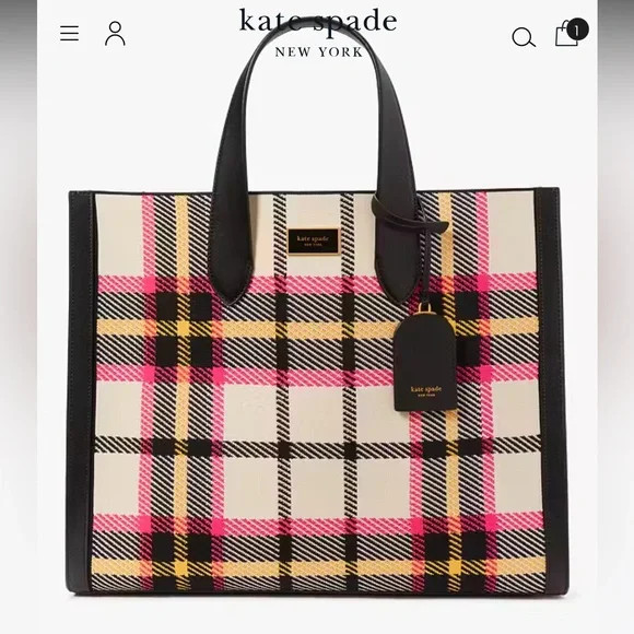 NWOT Kate Spade Museum Plaid Manhattan Large Tote | Poshmark
