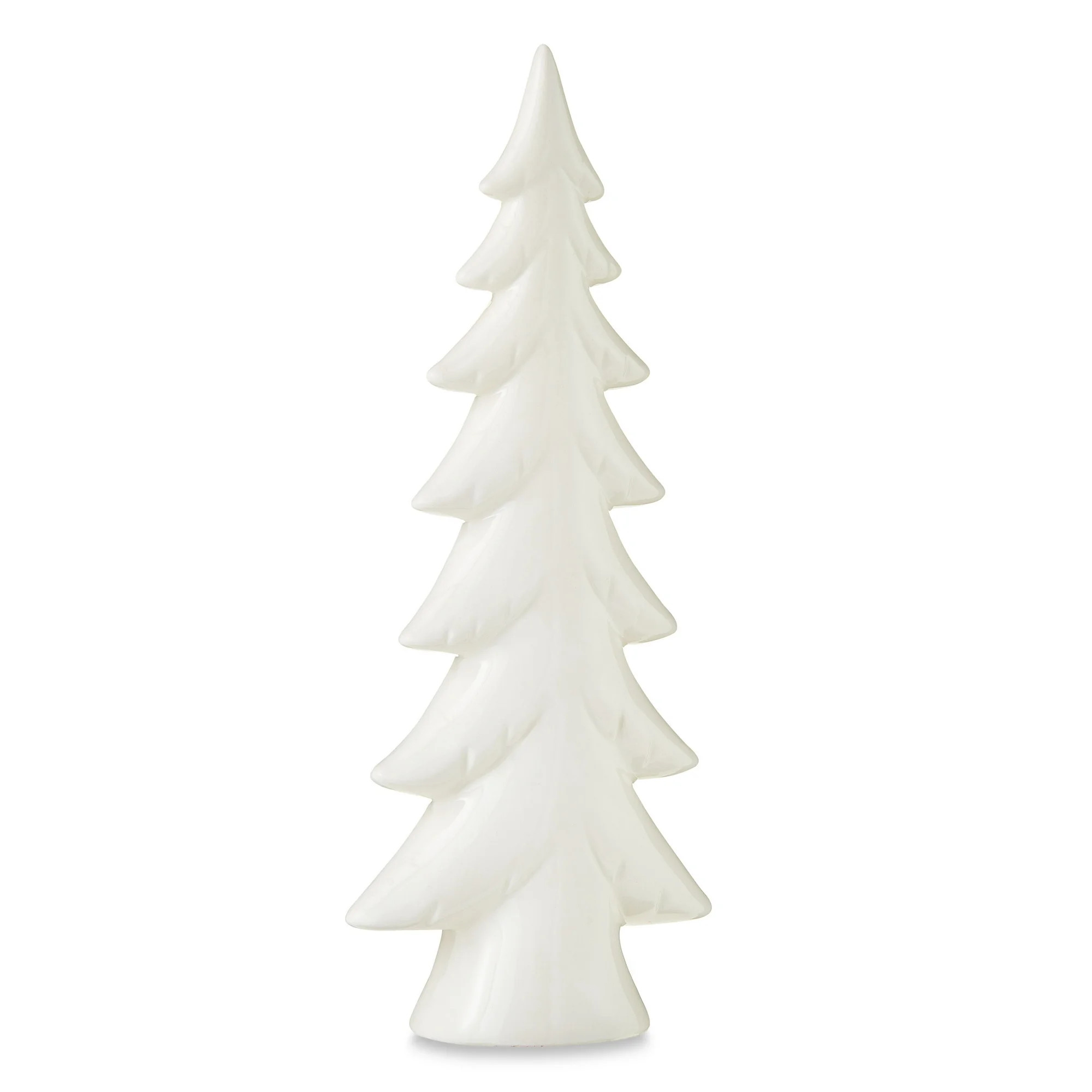 White Ceramic Christmas Tree Tabletop Decor, 10.5 in, by Holiday Time | Walmart (US)