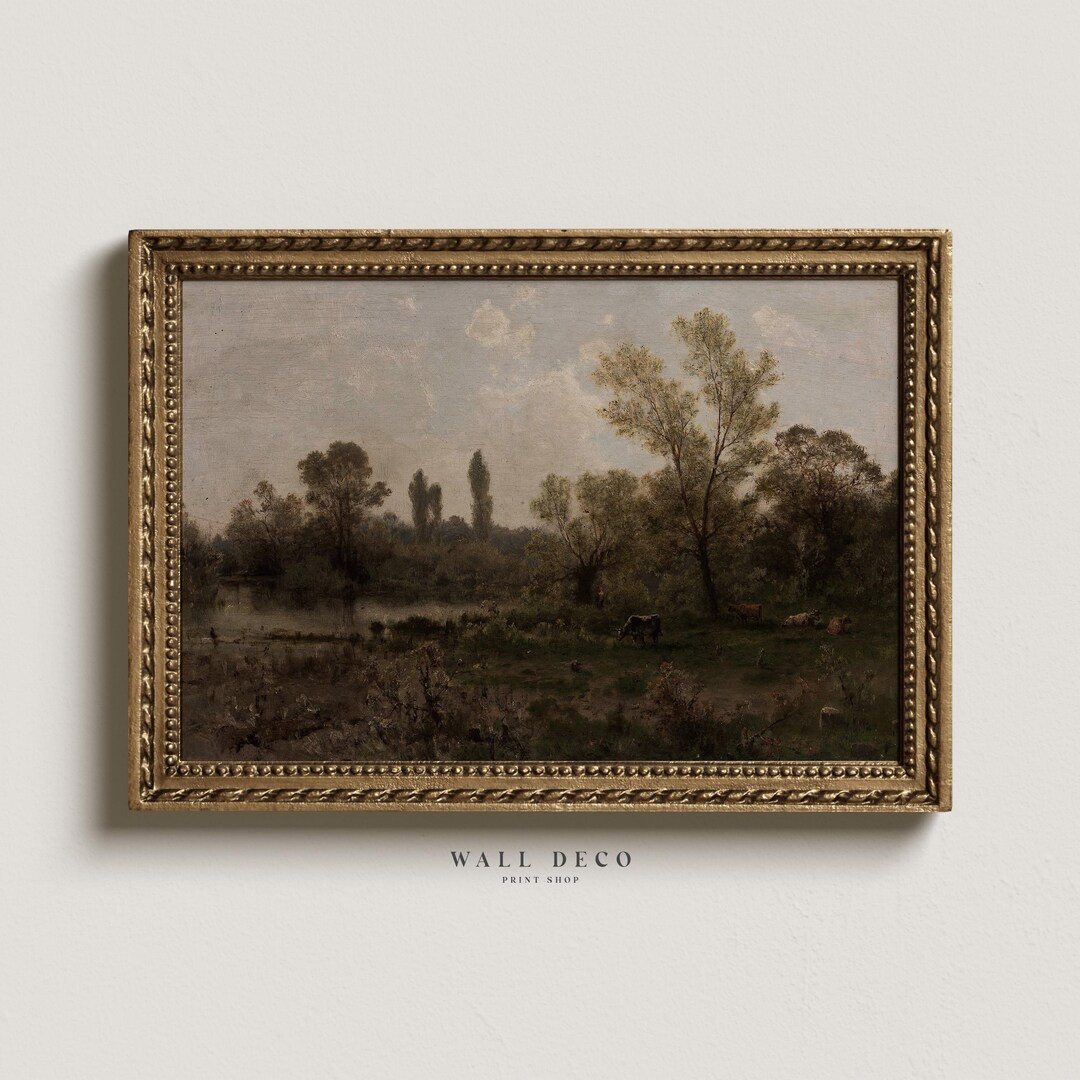 Vintage Landscape Painting: Moody Countryside Art Print (Digital Printable) | Etsy (US)