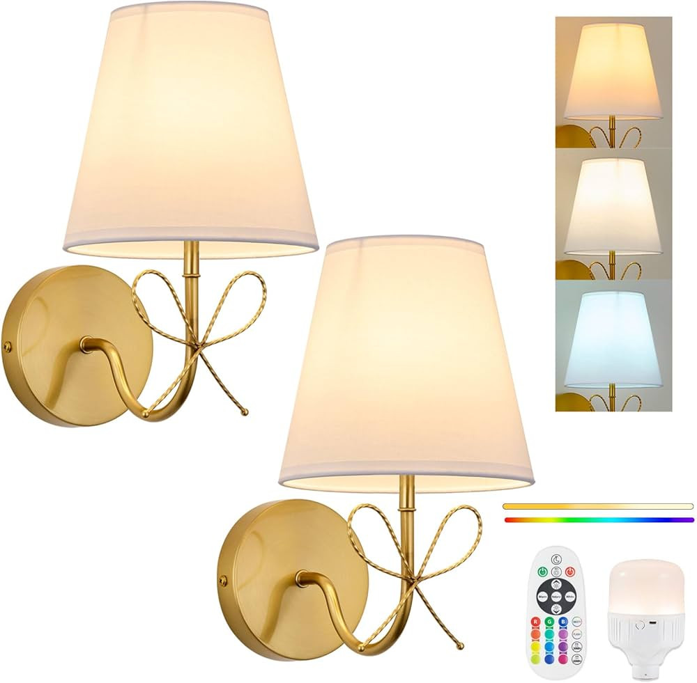 PASSICA DECOR Wireless Battery Operated Wall Sconces Set of 2, Rechargeable Dimmable LED Lights, ... | Amazon (US)