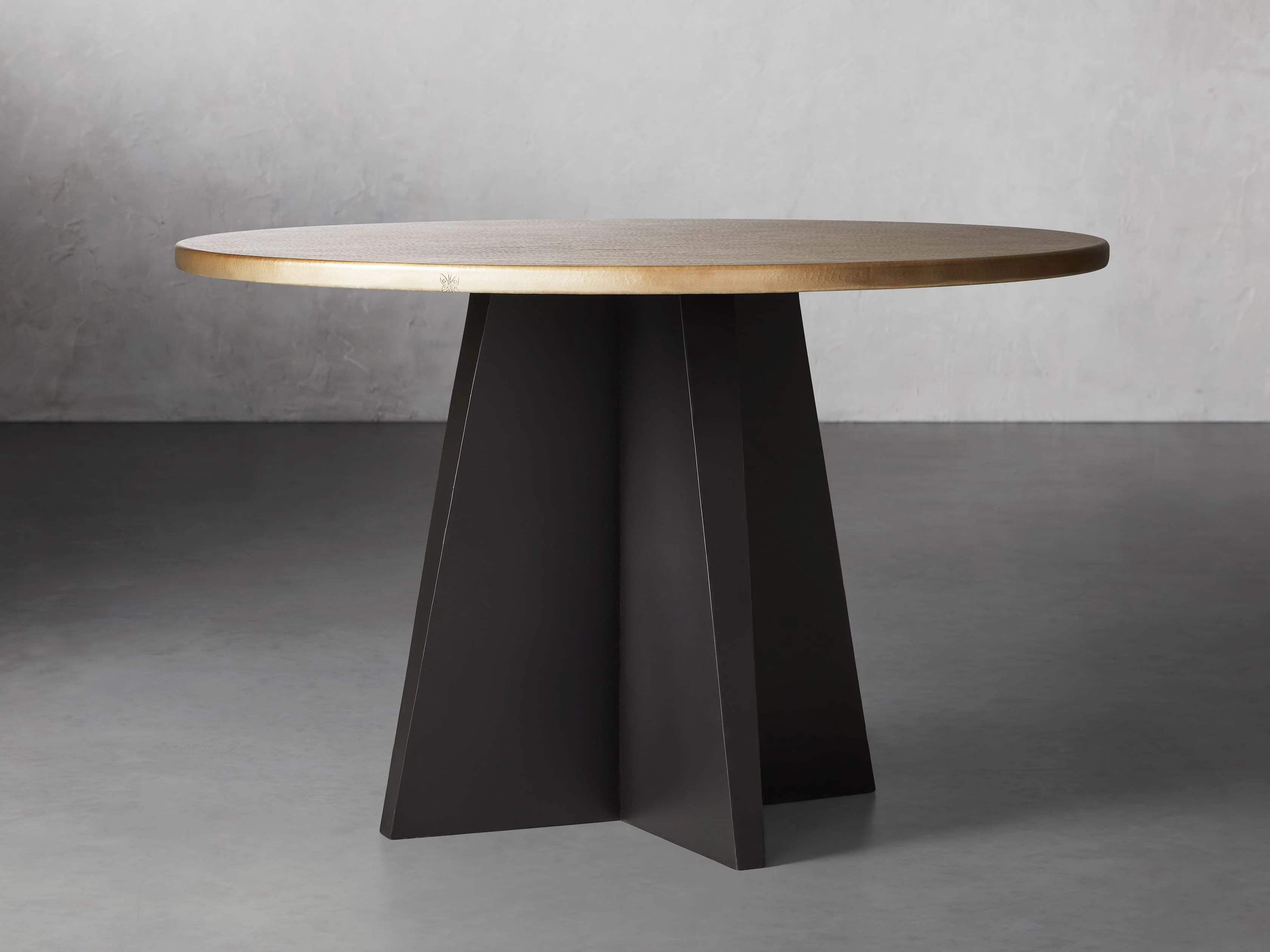 Recycled Metal Round Dining Table with Vertex Base | Arhaus