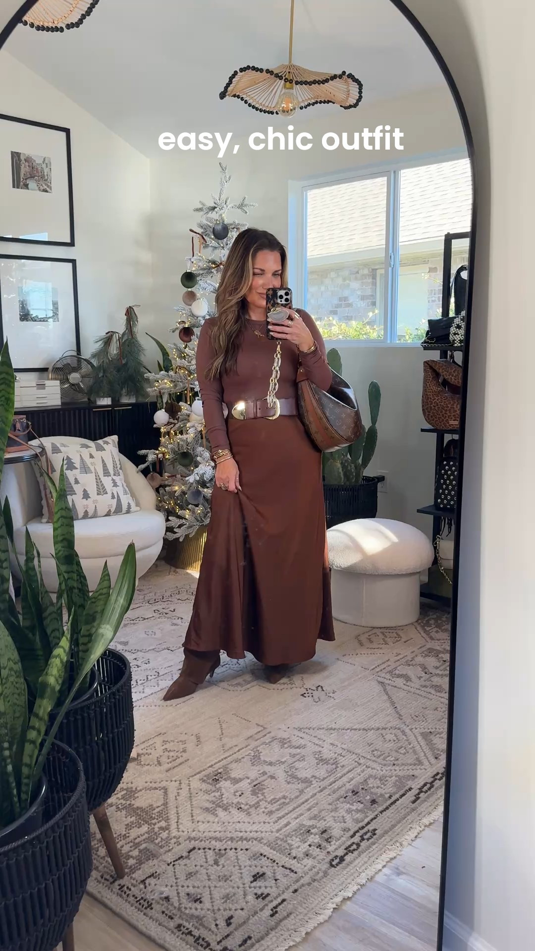 Elevated Thanksgiving outfits that you can put together with pieces you already own!!! Can never go wrong with a monochromatic outfit especially chocolate brown. 
Wearing size medium in satin skirt and size medium in my Pumiey top. 


#LTKOver40 #LTKPetite #LTKSeasonal