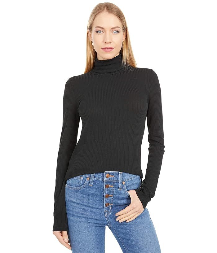 Madewell Ribbed Turtleneck Top (True Black) Women's Clothing | Zappos