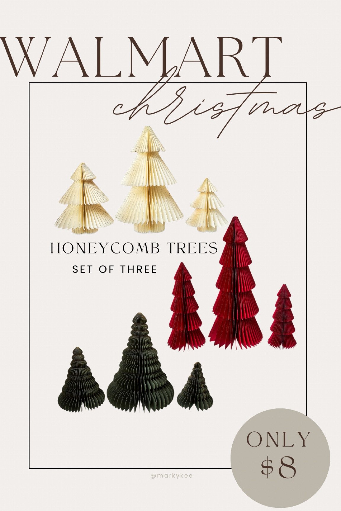 Set of three Walmart honeycomb Christmas trees. Only $8 for a pack of three. I have a feeling these will sell out quick as they were so popular last year. 

#LTKHome #LTKFallSale #LTKSeasonal